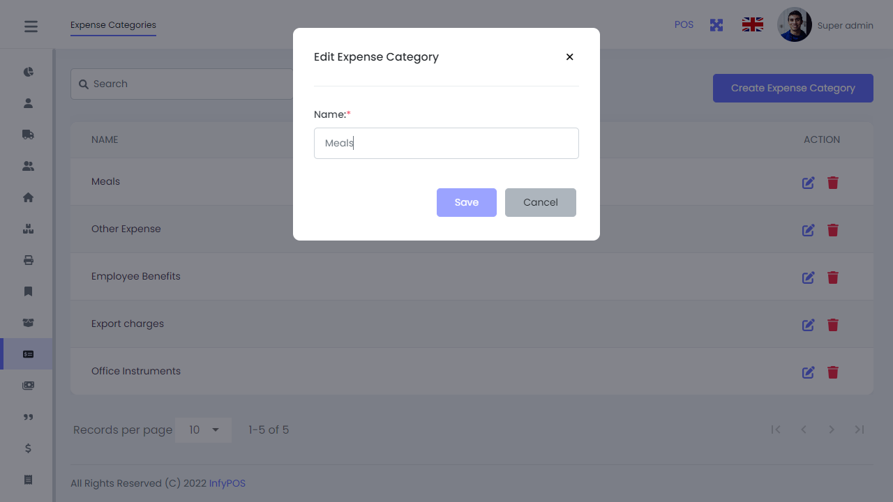 Edit Expenses Category